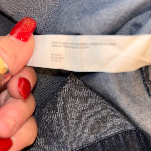 Eloquii Chambray Womens Size 18 Denim Shift Dress Bell Sleeves Cotton - Picture 6 of 9